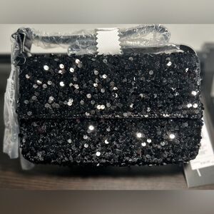 Nicole Miller Black Sequin Shoulder Bag